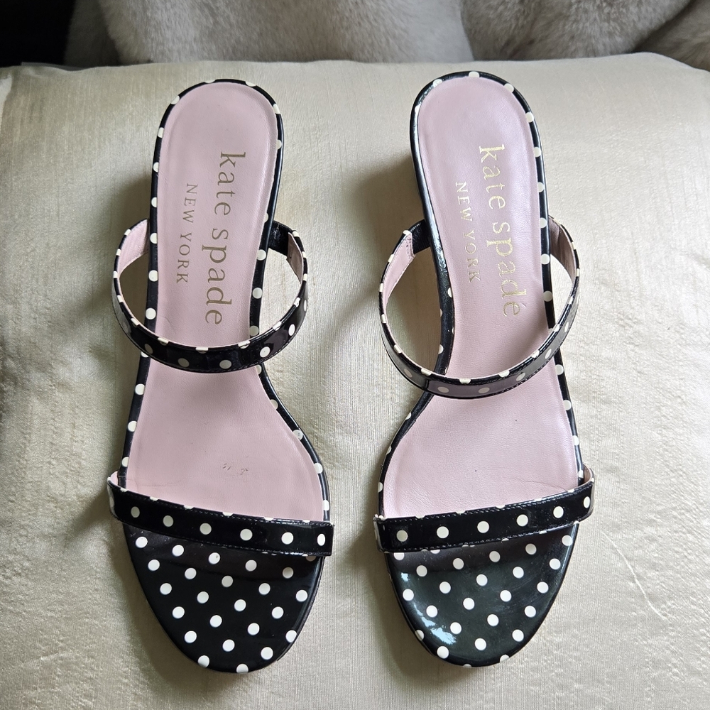 Kate Spade Black and Ivory Polka Dot Sandals
